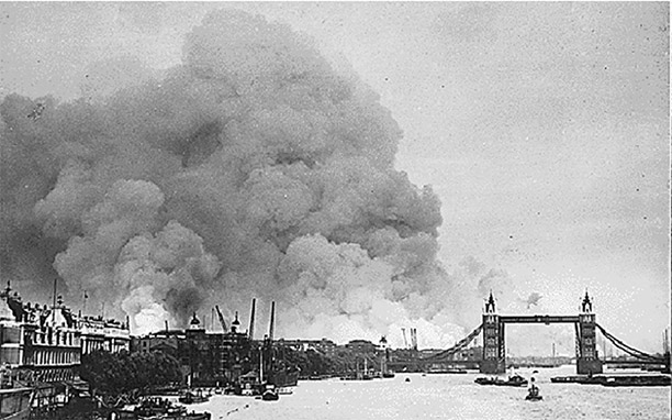 Surrey Docks, London following a bombing raid on September 7th,1940