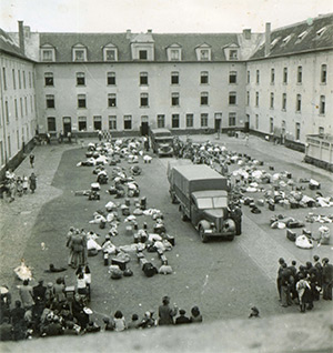 Kazerne Dossin, a former infantry barracks, during its use as a detention centre in 1942.