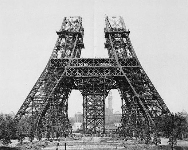 Under construction: the Eiffel tower in May 1888