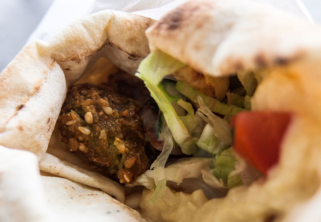 A falafel sandwich.