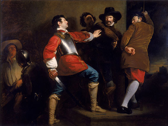 Sir Thomas Knyvet (wearing the breastplate) and Edmund Doubleday arresting Guy Fawkes.