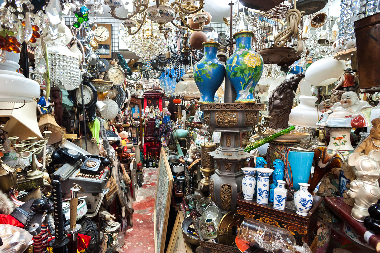 Junk shop in Upper Lascar Row antique market, Hong Kong. 