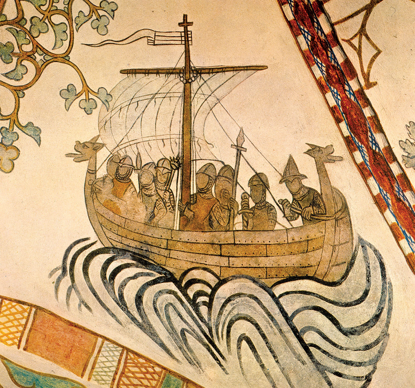 Viking ship carrying Harold III of Norway against his half-brother Olaf II in 1030, c.1375. 