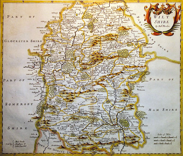 Robert Morden's 1695 map of Wiltshire, Fiennes' home county