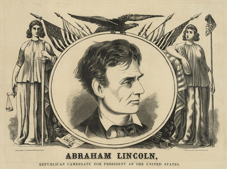 A banner supporting Abraham Lincoln’s candidature, 1860