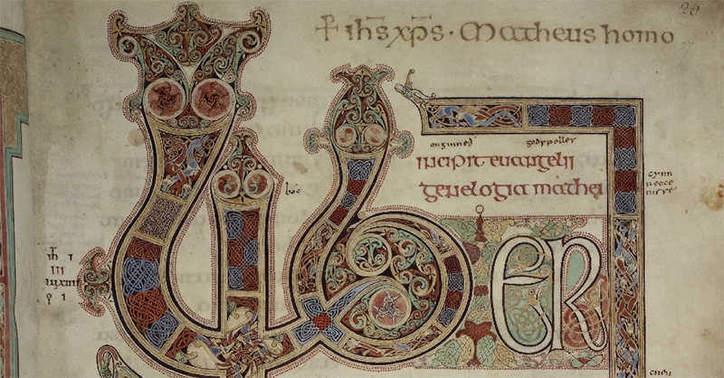 Detail of the Lindisfarne Gospels, f.27r (c) British Library Board.