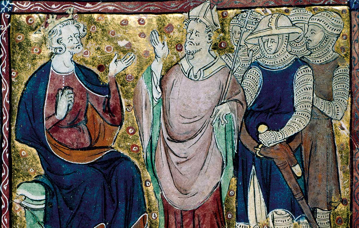 Thomas Becket before Henry II, English manuscript, 14th century © Bridgeman Images.