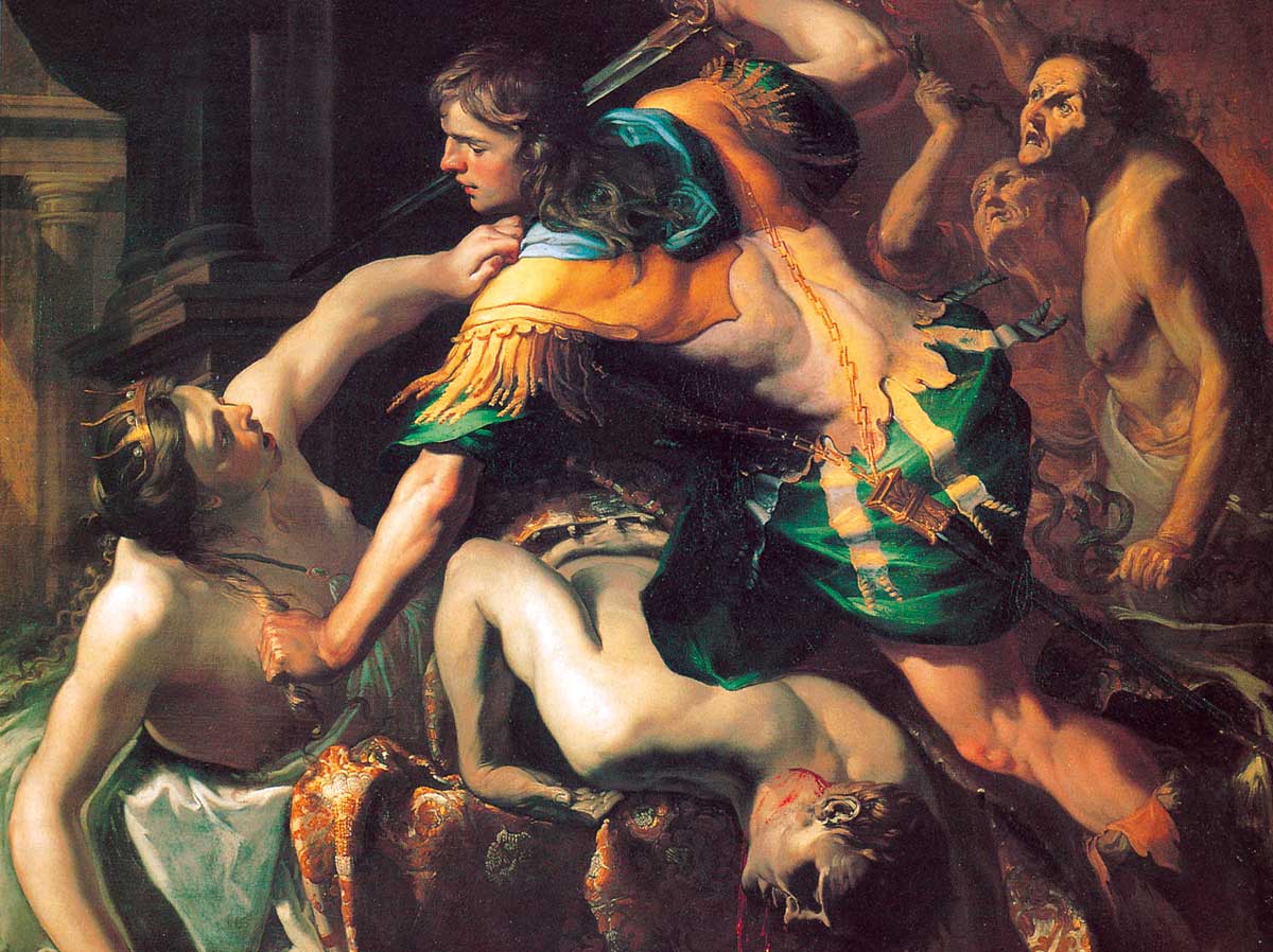 Orestes Slaying Aegisthus and Clytemnestra, by Bernadino Mei, 1653 © akg-images.