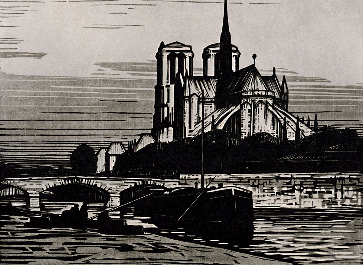 The sound of silence: ‘Notre-Dame de Paris’, by Alfred Latour, from Modern Woodcuts and Lithographs by British and French Artists,  by Geoffrey Holme, 1919 © Getty Images