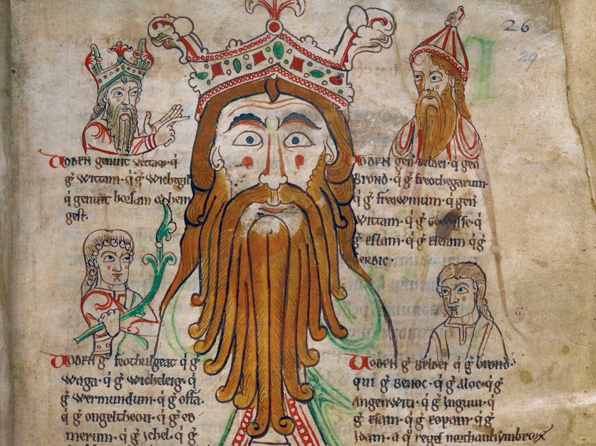 Woden surrounded by his descendants, English manuscript, 12th century © Bridgeman Images.