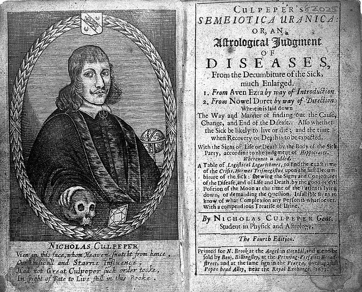 Frontispiece of Culpeper's Semeiotica uranica (1671).