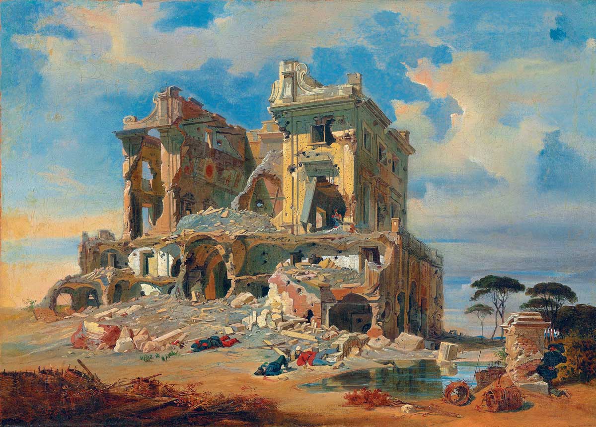 The Battle of the Casino dei Quattro Venti During the Siege of Rome, by Carl Friedrich Heinrich, 1849 © Bridgeman Images
