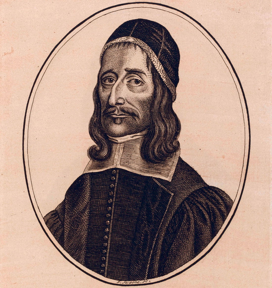 Prolix puritan: Richard Baxter, engraving on a 19th-century bookplate.