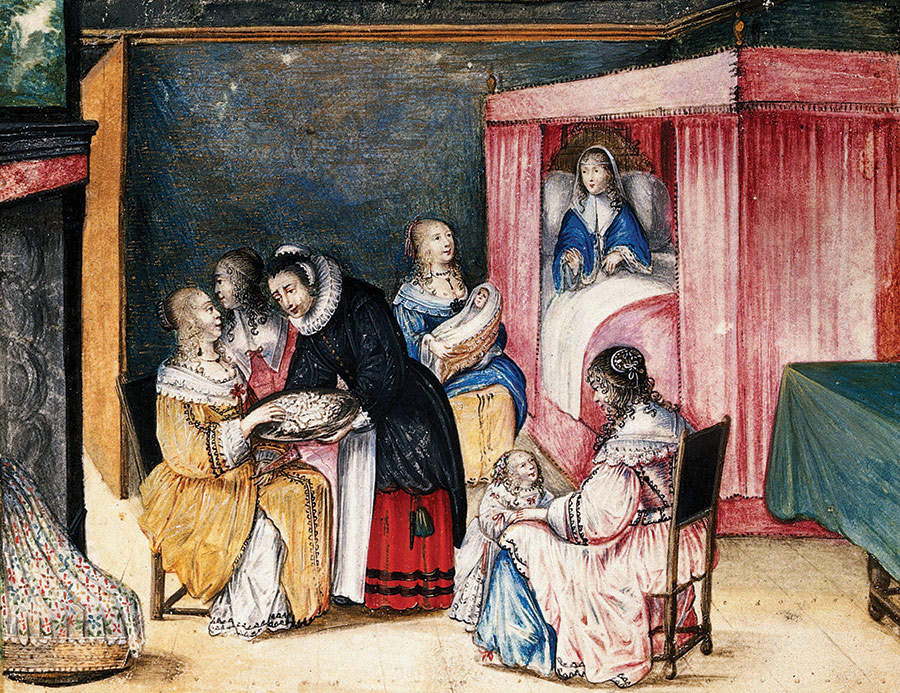 Women’s realm: a birthing room, Dutch, 17th century. 