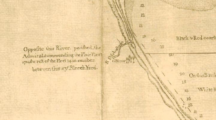 Detail from Bernard Romans’ 1775 map of East Florida, a key source in Kip Wagner’s search for the Plate Fleet shipwreck in the 1950s