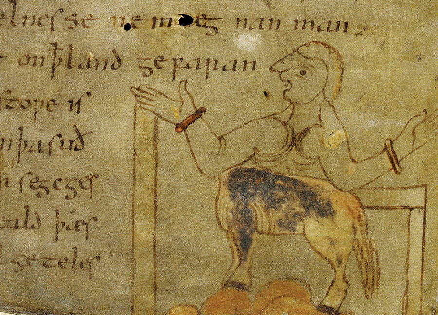 Here be monsters: a centaur, or homodubius, from Wonders of the East in the Nowell Codex, c.1000.