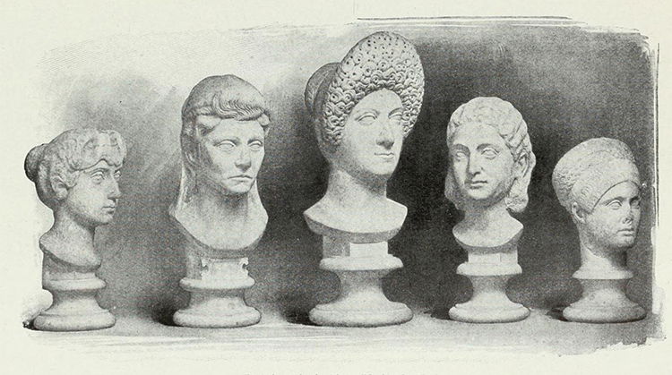 'Types of head-dresses worn in the time of the women of the Caesars', from G. Ferrero, The Women of the Caesars (1911).