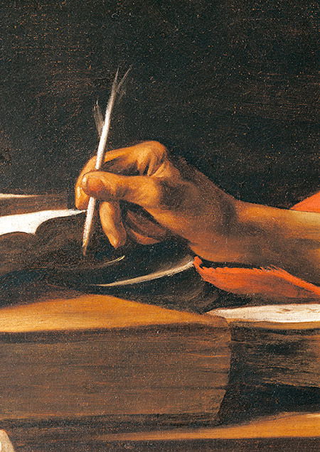 Saint Jerome in his Study (detail) by Caravaggio, c.1606