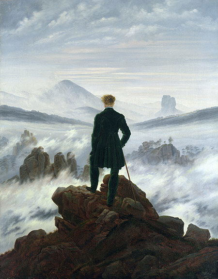 A world to survey: The Wanderer Above the Sea of Fog by Caspar David Friedrich, 1818.