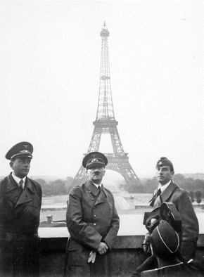 Adolf Hitler visits Paris with architect Albert Speer (left) and artist Arno Breker (right), June 23, 1940