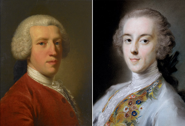 Left: Sir Horace Mann, painted by John Astley in Florence c.1751 (Bridgeman/Private Collection). Right: Horace Walpole, painted c. 1741 by Rosalba Giovanna Carriera (Courtesy of the Lewis Walpole Library, Yale University) 