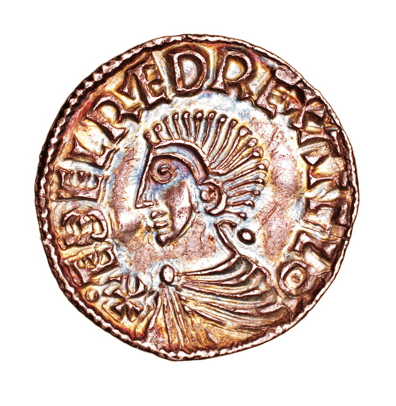 Coin of Æthelred, 978 AD. Hoberman/UIG/Bridgeman Images.