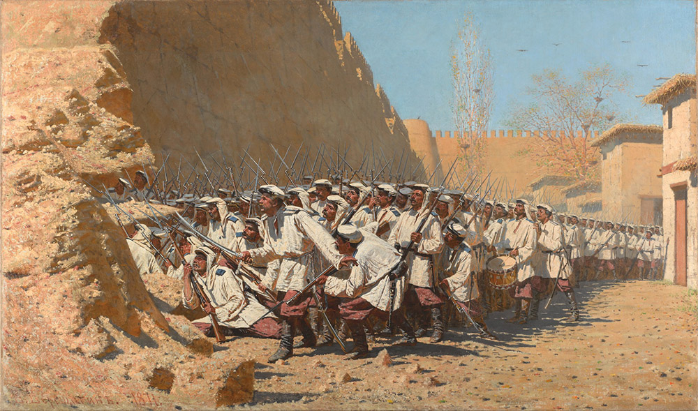 By the Fortress Wall, 'Let Them Enter!', Vasili Vereshchagin, 1871.