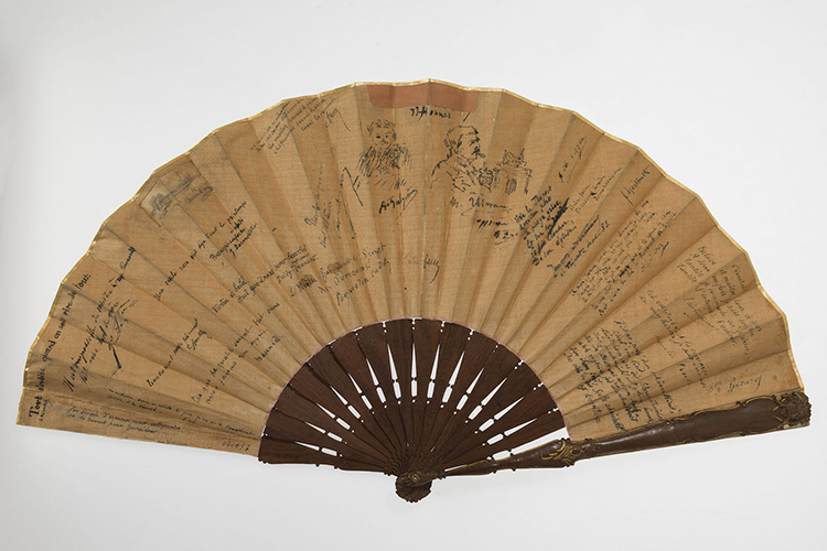 An autograph fan, c.1900.