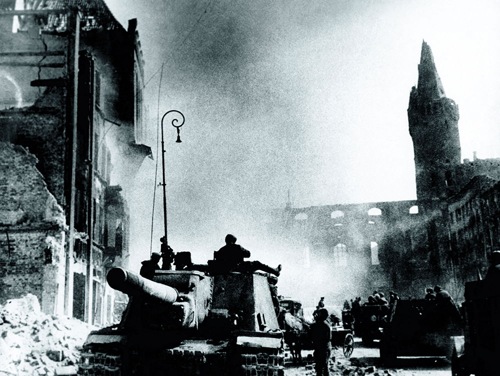 The Red Army storms Königsberg shortly before the collapse of the city on 9 April 1945. AFP/Getty Images