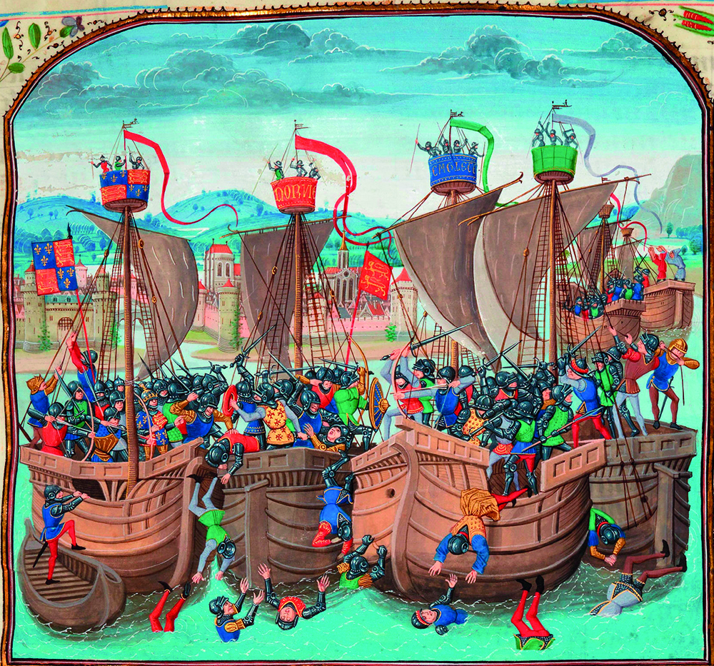 The Battle of Sluys, fought between English and French forces, 24 June 1340, from Froissart’s Chronicles.