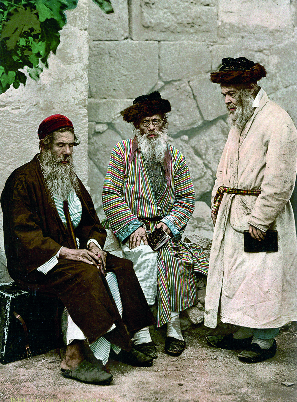 Three Jewish men in Jerusalem, photochrome, c.1900.