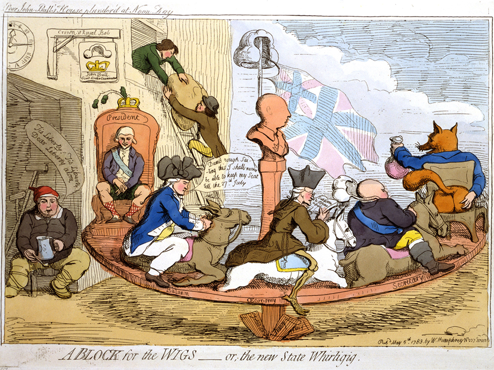 A Block for the Wigs, by the caricaturist James Gillray, 1783.