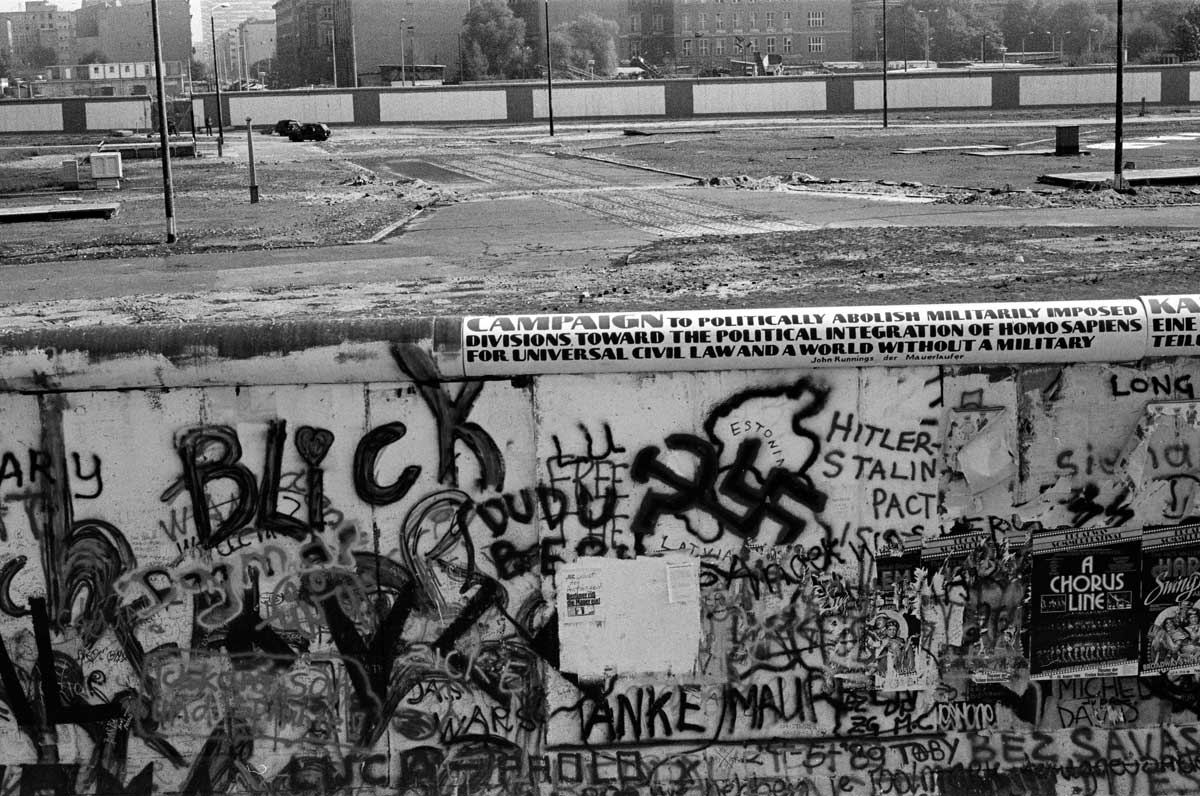 a section of the Berlin  Wall looking into No Man’s Land,  8 September 1989.