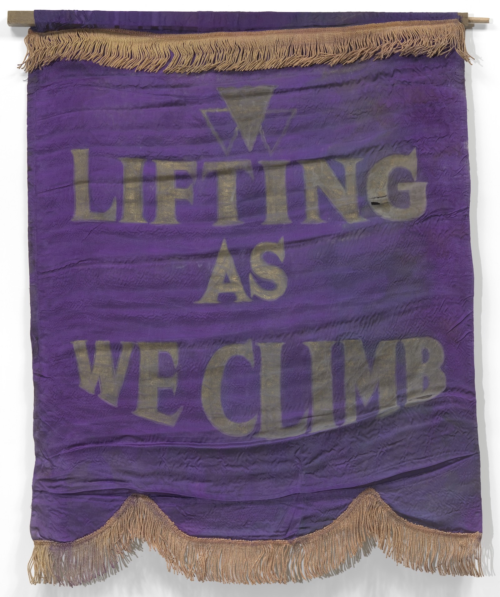 ‘Lifting as we Climb’: Banner with motto of the National Association of Colored Women's Clubs, c. 1924. Collection of the Smithsonian National Museum of African American History and Culture (CC0).