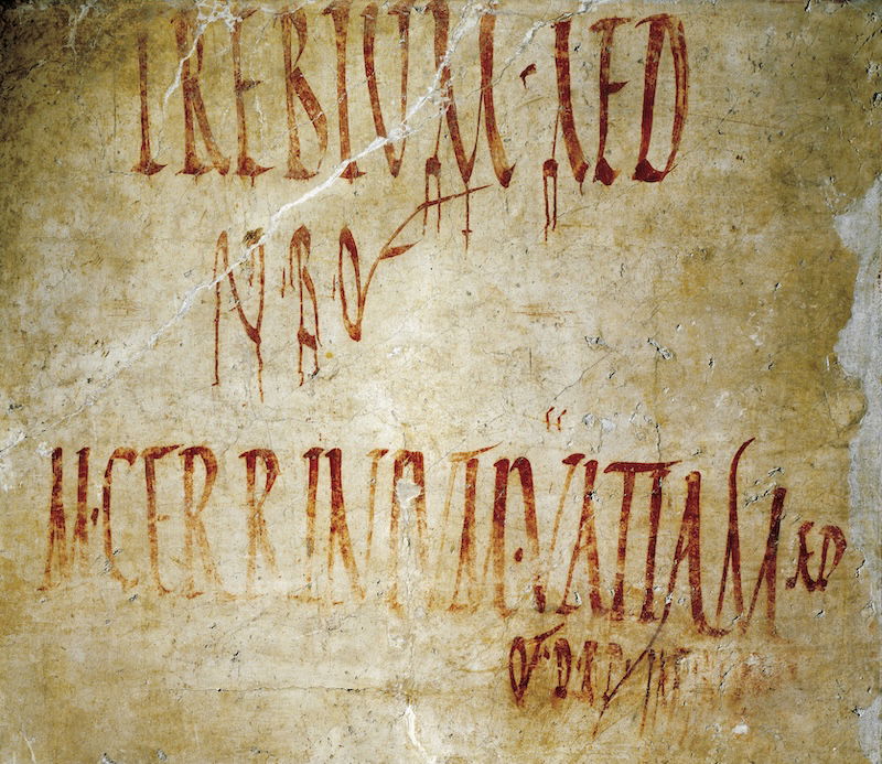 Descubrimiento reciente en la Región V de Pompeya de un programa electoral para Lucio Albucio Celso. Parque Arqueológico de Pompeya.