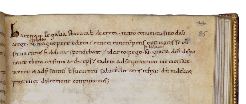 The final page of one of Wulfstan’s law codes for Æthelred. Wulfstan has written his own name between the second and third lines. 11th century. © British Library Board. All Rights Reserved/Bridgeman Images.