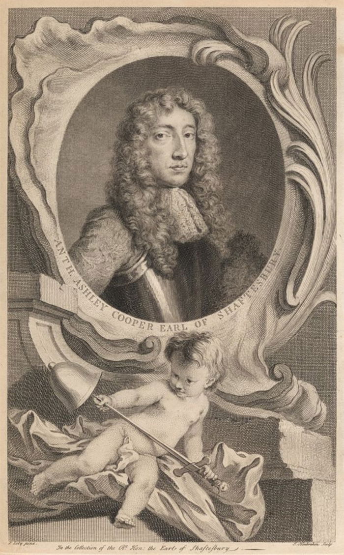 Anthony Ashley Cooper, Earl of Shaftesbury, by Jacobus Haoubraken after Sr Peter Lely, c.1738-42. Yale Center for British Art; Yale University Art Gallery Collection. Public Domain.