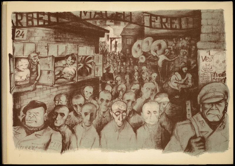 A scene from Auschwitz by Holocaust survivor Leo Haas, c. 1947. Center for Jewish History, New York. Public Domain.