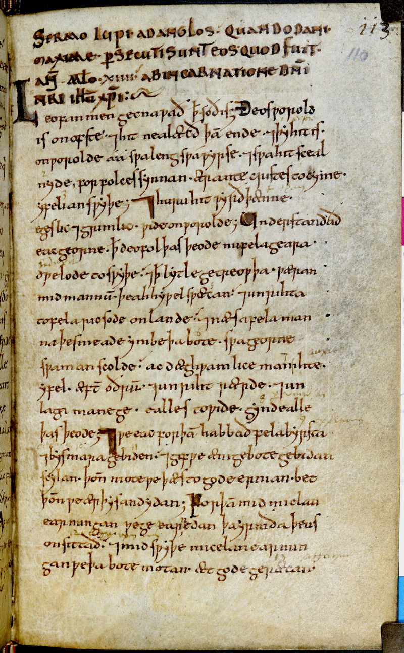 The first page of Sermo lupi ad Anglos from an early copy probably owned and annotated by Wulfstan, Worcester or York, early 11th century. © British Library Board. All Rights Reserved/Bridgeman Images.