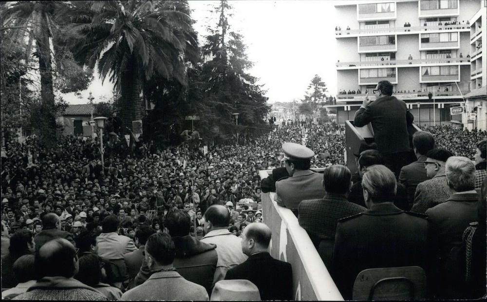 Salvador Allende announces the nationalisation of copper, Rancagua, Chile, 15 July 1971.