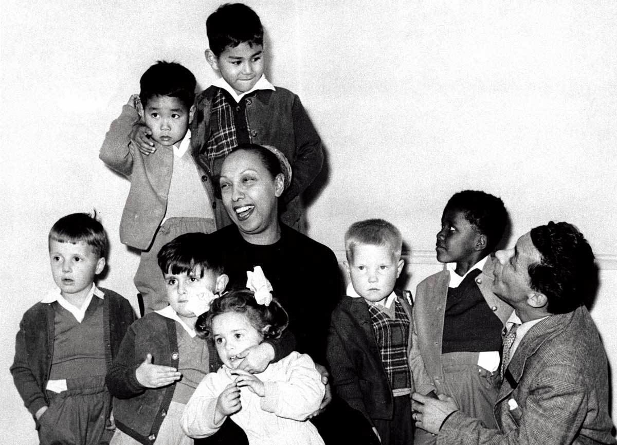 Josephine Baker with her husband  Jo Bouillon and their adopted children, c.1965.