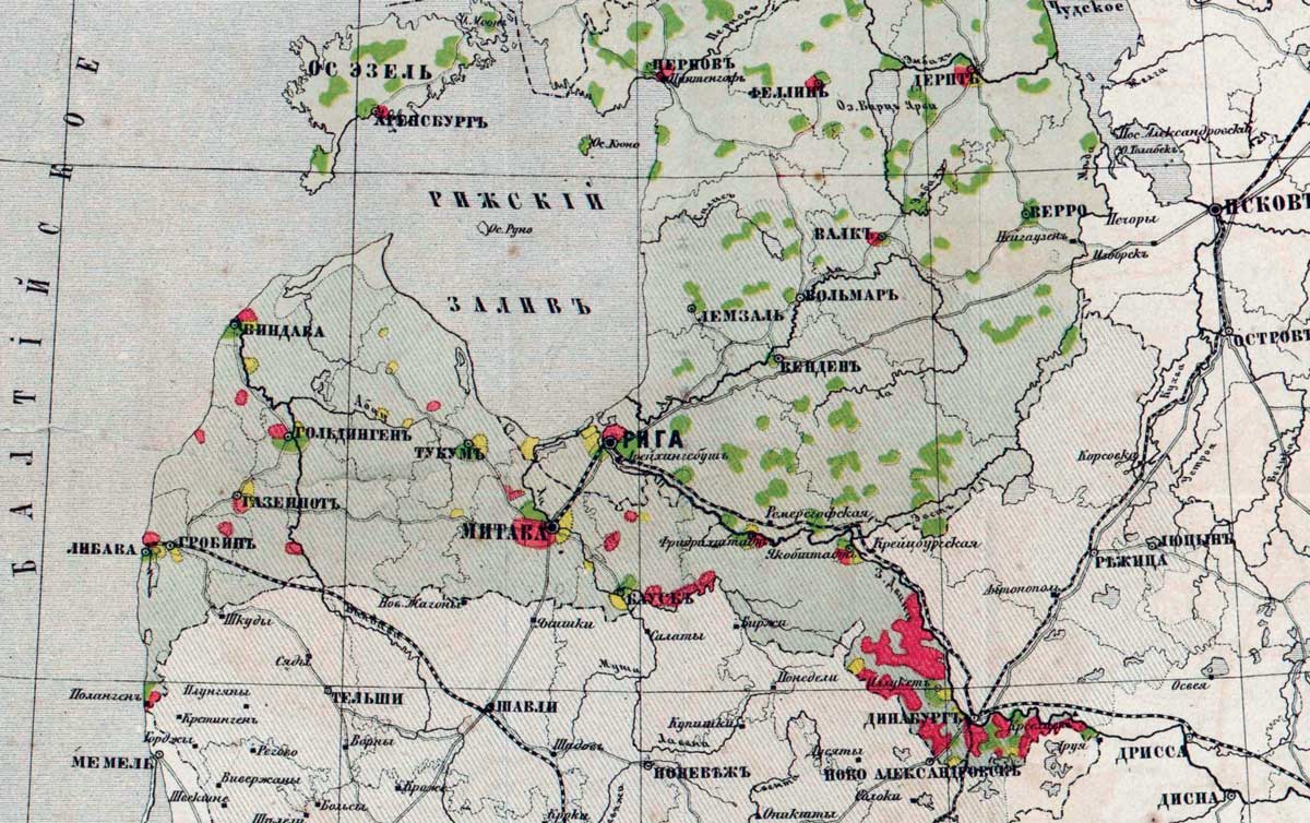 Alexander Rittikh’s map of the Baltic provinces by confession, 1873.