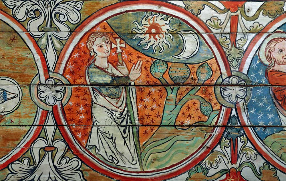 creation of the world, decoration from the Ål Stavkirke, Norway, late 13th century.