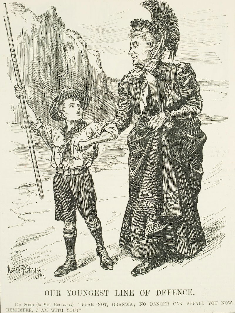 ‘Our youngest line of defence’, from Punch, 1 Septembver 1909. Heidelberg University Library. Public Domain.