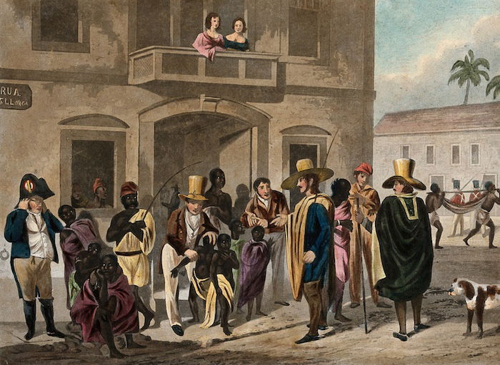 A slave market in RIo de Janeiro, after Augustus Earle, 5 April 1824. Wellcome Collection. Public Domain.