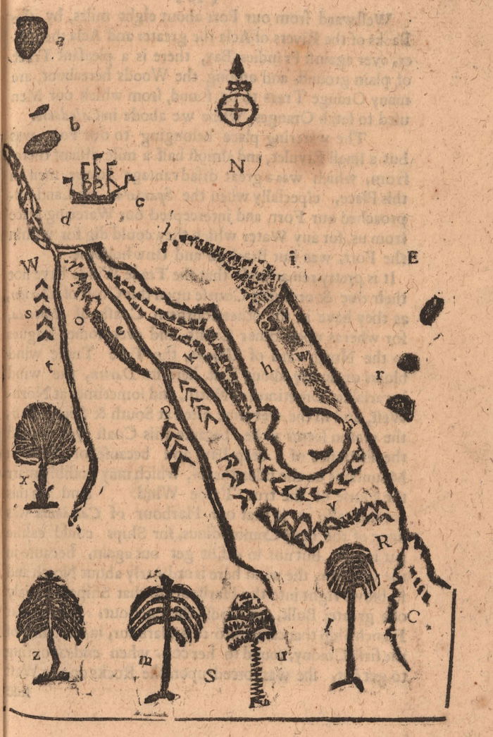 Map of a harbor in Darien, from Francis Borland’s Memoirs of Darien, c.1715. ©John Carter Brown Library.