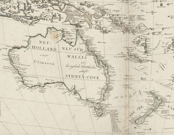 Chart of Australia, by Friedrich Wilhelm Streit, 1818. State Library of New South Wales. Public Domain.