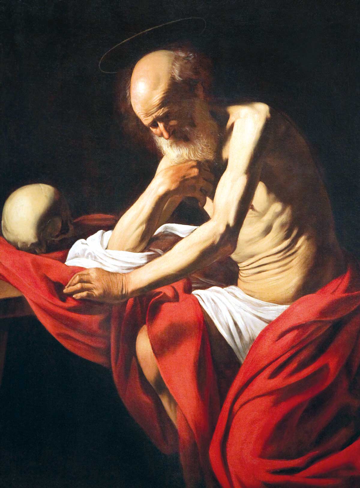 Saint Jerome in Meditation, by Caravaggio, 1605. Alamy.