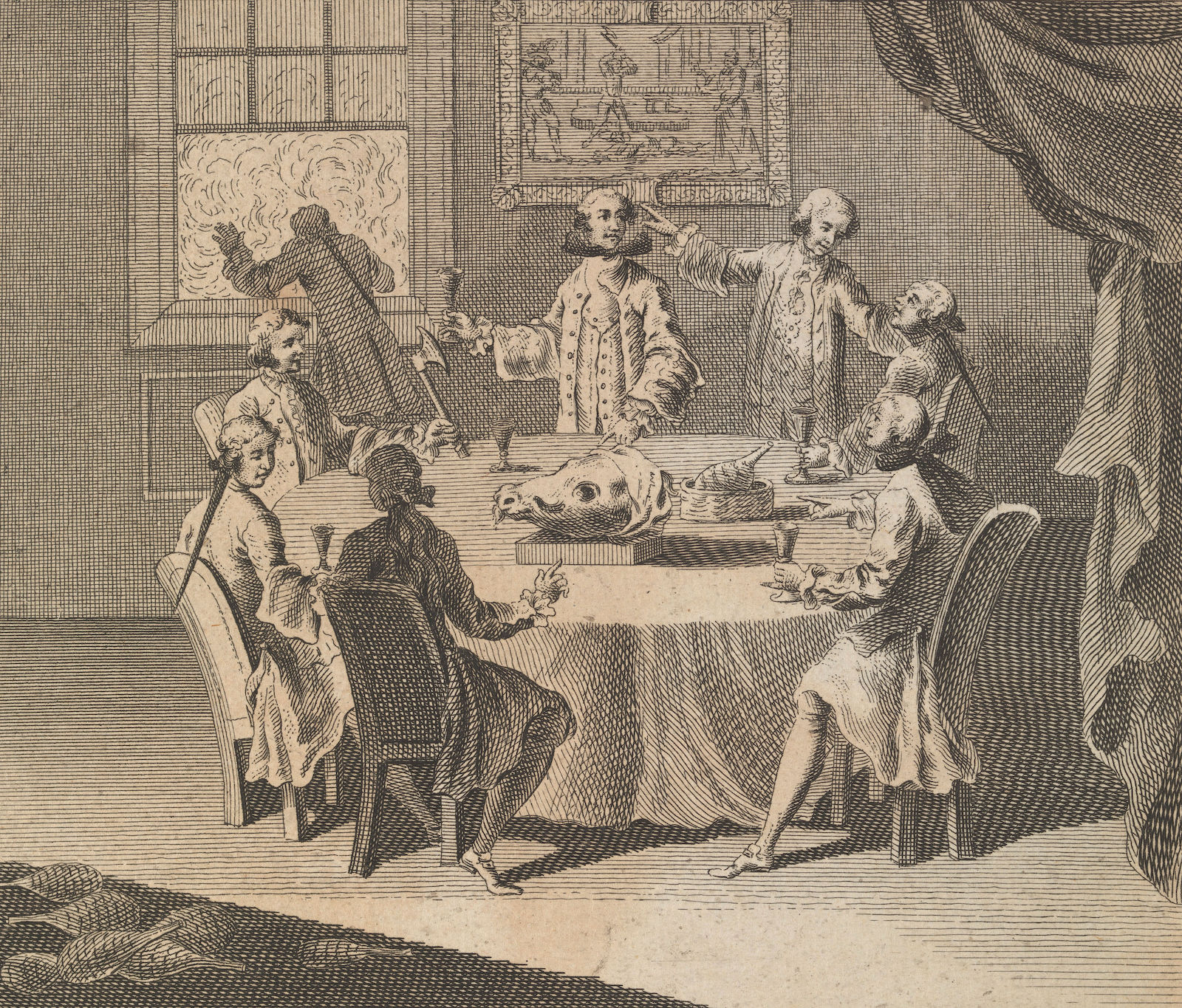 A ‘Calf's Head Club’ meeting of Whigs celebrating the anniversary of Charles I’s execution, 1734. Wellcome Collection. Public Domain.