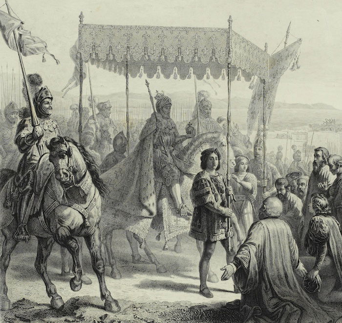 The enterance of king Charles VIII of France into Naples, by jean-Denis Nargeot, c.1837. Musée Carnavalet, Histoire de Paris. Public Domain.